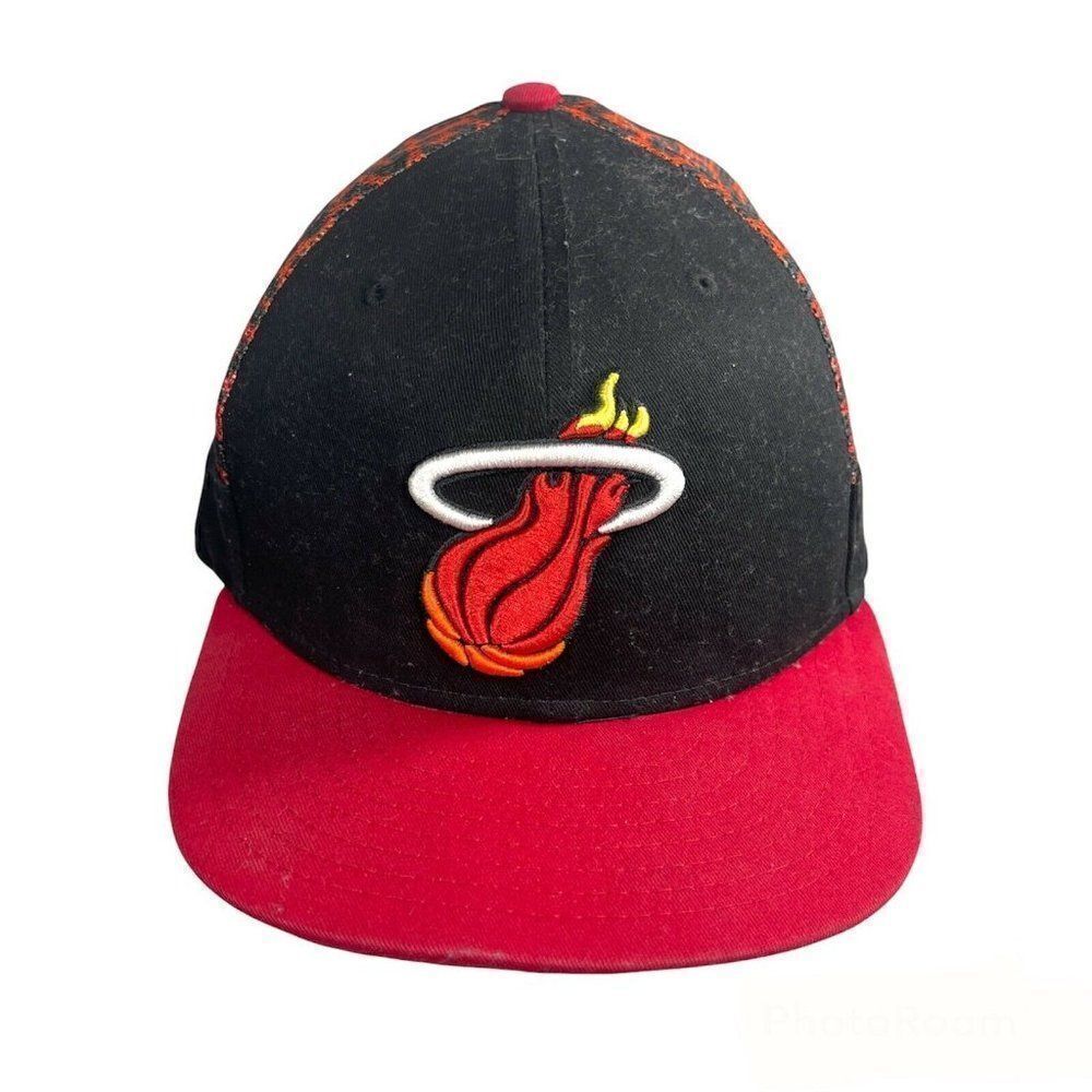 New Era Red/Black Miami Heat Snapback Hat NBA Hardwood Classic Tiger Pattern Cap
